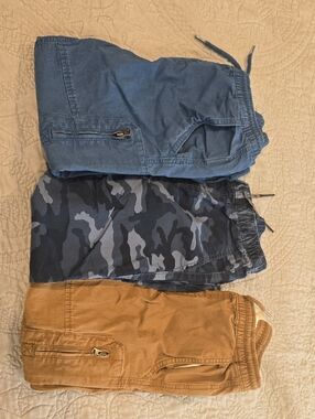 GAP Kids khaki and white elastic waist shorts